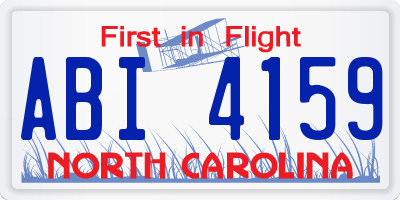 NC license plate ABI4159