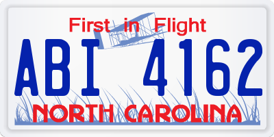 NC license plate ABI4162