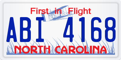 NC license plate ABI4168