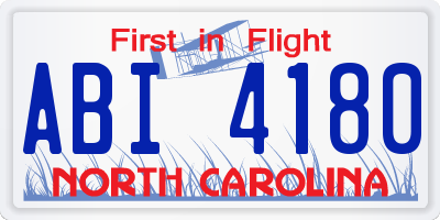 NC license plate ABI4180
