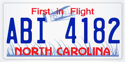 NC license plate ABI4182