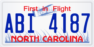 NC license plate ABI4187