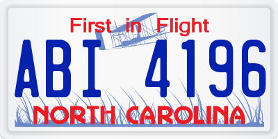 NC license plate ABI4196