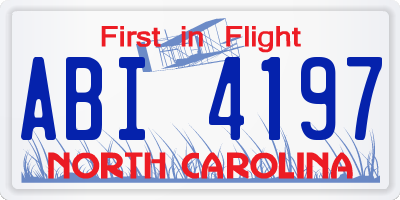 NC license plate ABI4197