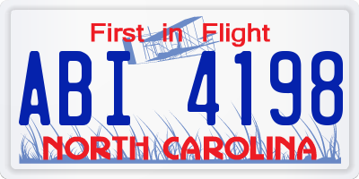 NC license plate ABI4198