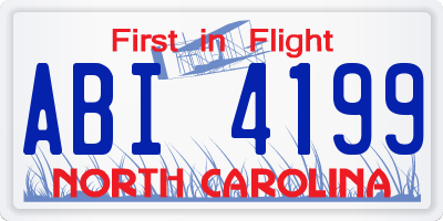 NC license plate ABI4199