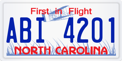 NC license plate ABI4201