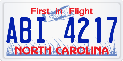 NC license plate ABI4217