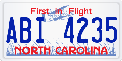 NC license plate ABI4235
