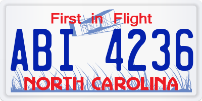NC license plate ABI4236