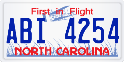 NC license plate ABI4254