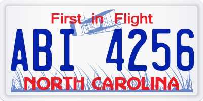 NC license plate ABI4256