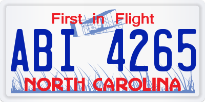 NC license plate ABI4265