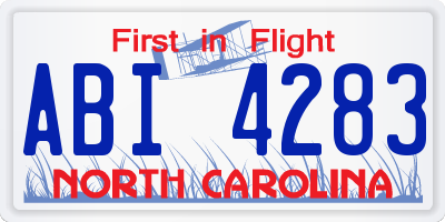 NC license plate ABI4283