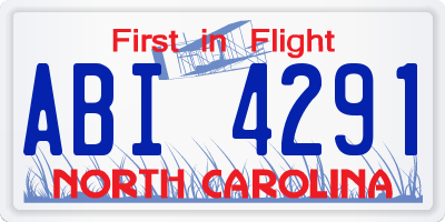NC license plate ABI4291