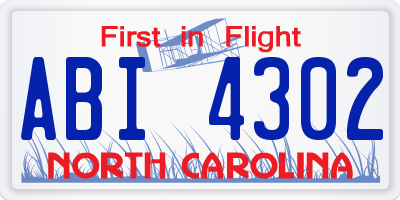 NC license plate ABI4302