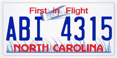 NC license plate ABI4315