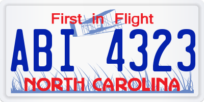 NC license plate ABI4323