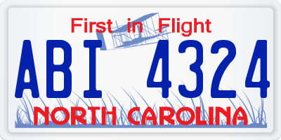 NC license plate ABI4324