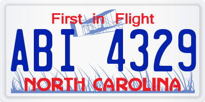 NC license plate ABI4329