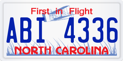 NC license plate ABI4336