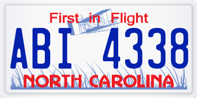 NC license plate ABI4338