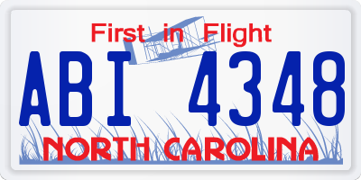 NC license plate ABI4348