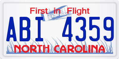 NC license plate ABI4359