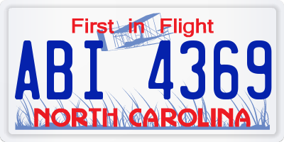 NC license plate ABI4369