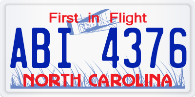 NC license plate ABI4376