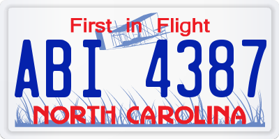 NC license plate ABI4387