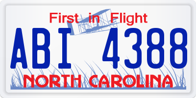 NC license plate ABI4388