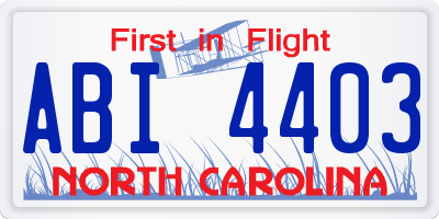 NC license plate ABI4403