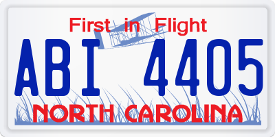 NC license plate ABI4405