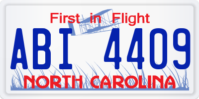 NC license plate ABI4409