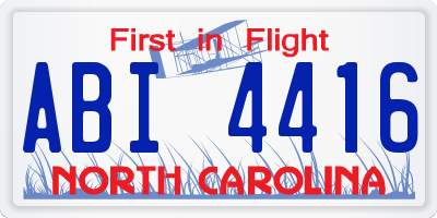 NC license plate ABI4416