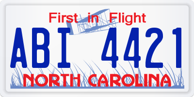 NC license plate ABI4421