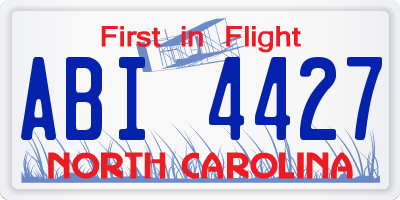 NC license plate ABI4427