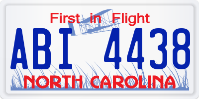 NC license plate ABI4438