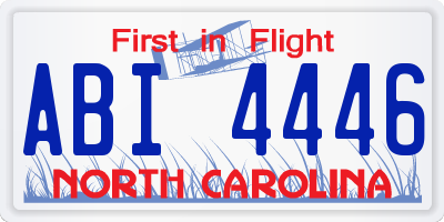NC license plate ABI4446