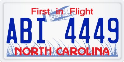NC license plate ABI4449