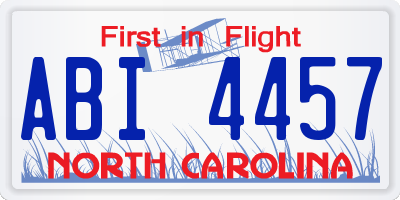 NC license plate ABI4457