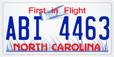 NC license plate ABI4463