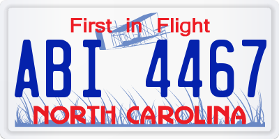 NC license plate ABI4467