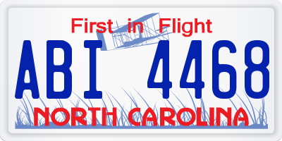 NC license plate ABI4468