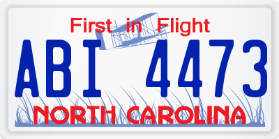 NC license plate ABI4473