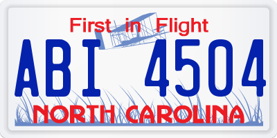 NC license plate ABI4504