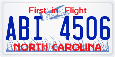 NC license plate ABI4506