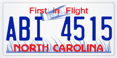 NC license plate ABI4515