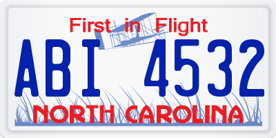NC license plate ABI4532